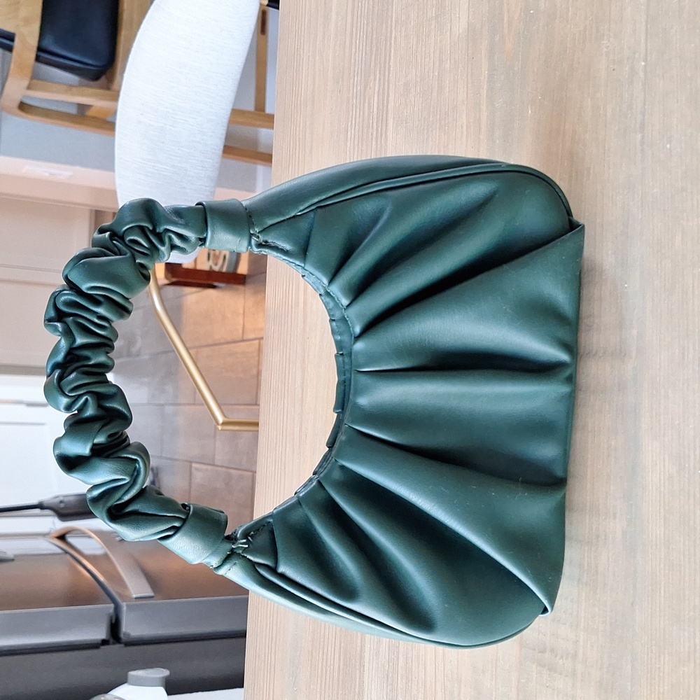 Dark green leather mini shoulder bag